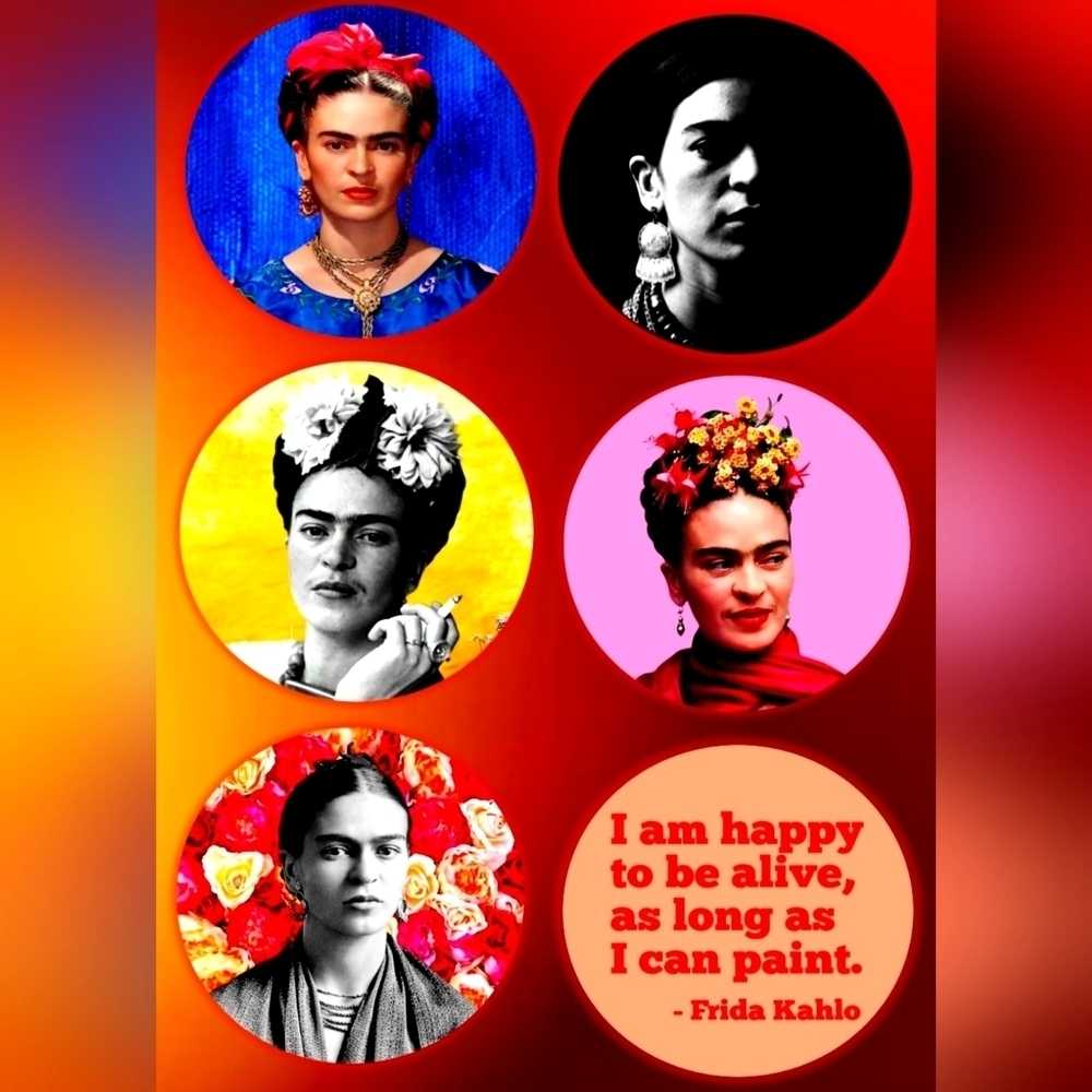 Frida Kahlo Photo Buttons Quinceanera Party Supplies